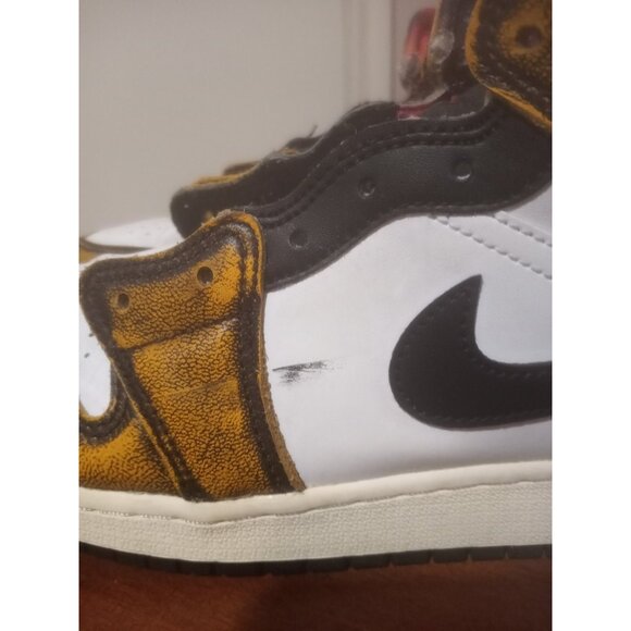 Nike Air Jordan 1 Mid Se Gs Suze 7Y Wear-away Taxi Yellow Black Aj1 DQ8418071 - Picture 2 of 14